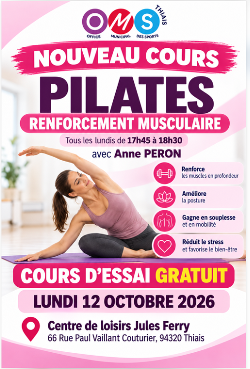 NOUVEAU COURS PILATES RENFORCEMENT MUSCULAIRE